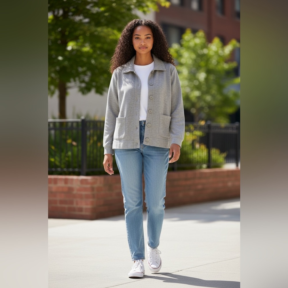 Basic Edition New Women's Gray Button-Up Jacket - image 2